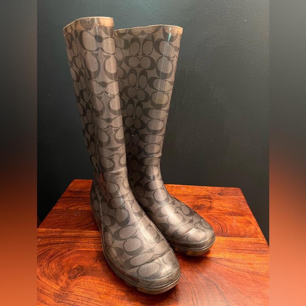 Coach Signature Print Mid-calf Rain boots